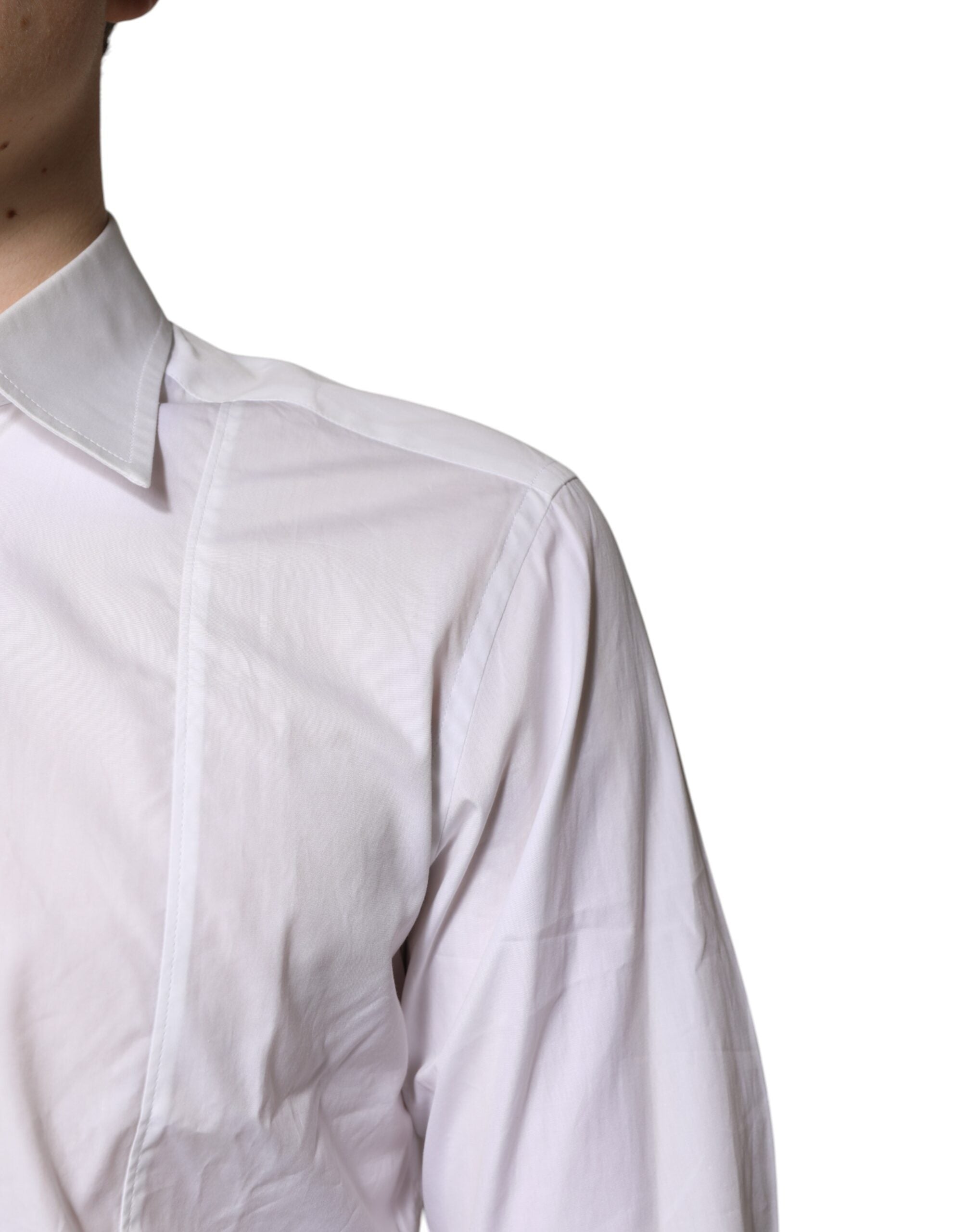Dolce & Gabbana White Cotton Collared Shirt Formal Shirt